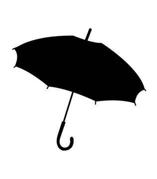 Simple, black umbrella silhouette, isolated on white background