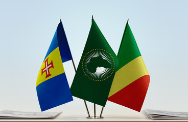 Flags of Madeira African Union and Republic of the Congo