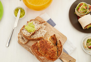Bread on dinner table