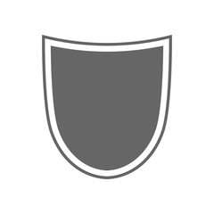 Fototapeta premium Shield shape icon. Gray label sign, isolated on white. Symbol of protection, arms, coat honor, security, safety. Flat retro style design. Element vintage heraldic emblem Vector illustration