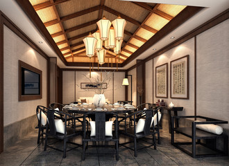 3d render of dining room
