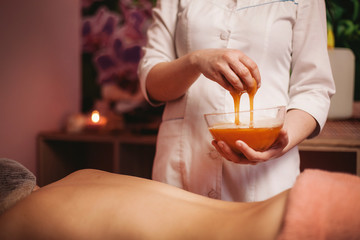 honey massage waiting for the client