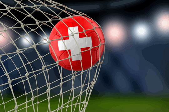 Swiss soccerball in net