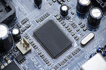 Printed circuit Board with parts and microchip