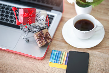 making online payment with laptop for shoping