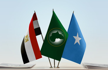 Flags of Egypt African Union and Somalia