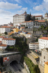 Naklejka na ściany i meble Aerial view of Porto with Episcopal Palace on the top.