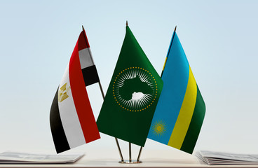 Flags of Egypt African Union and Rwanda