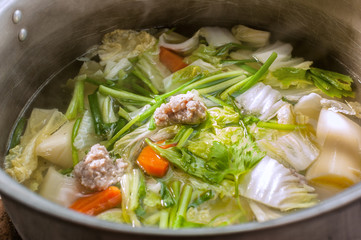 Clear Soup with Vegetables and Meatballs Thai Recipe.