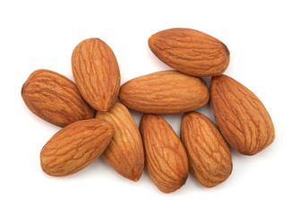 almonds isolated on a white background.