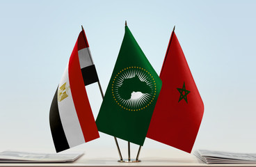 Flags of Egypt African Union and Morocco
