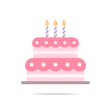 Birthday cake flat icon vector