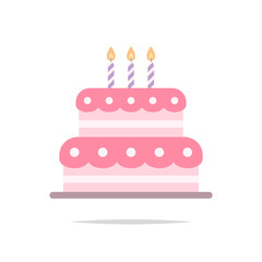 Birthday cake flat icon vector