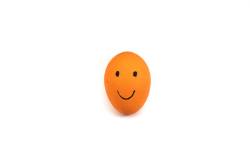 Smile face on egg with white background