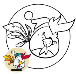 Christmas coloring page and New Year fun bird.