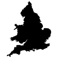 England map vector outline. Black silhouette isolated on white background