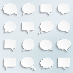 Abstract vector white speech bubbles set