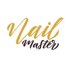 Nail Master Logo Beauty Vector Lettering. Manicure Custom Handma
