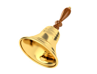 Fototapeta na wymiar Hand bell on a white background. 3D illustration
