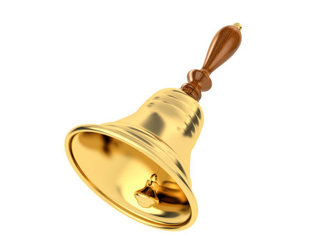 Hand bell on a white background. 3D illustration
