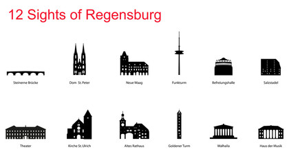 12 Sights of Regensburg - obrazy, fototapety, plakaty