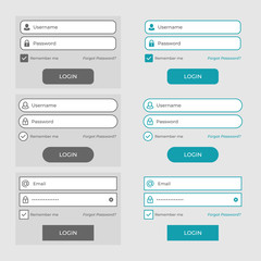 set of member login page design elements. vector illustration