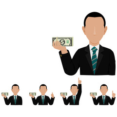 An investor with the bundle of Dollar banknote on transparent background
