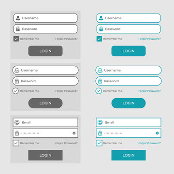 set of member login page design elements. vector illustration
