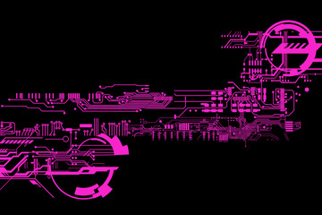 Abstract futuristic cyber technology background. Sci-fi circuit design. Hi tech technology. Cyber punk backdrop