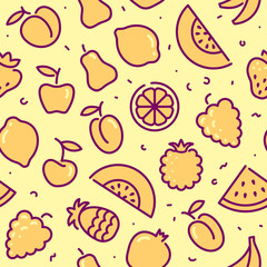 Stylized background of fruit. Vector icons