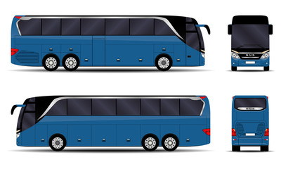 realistic bus. side view; front view; back view