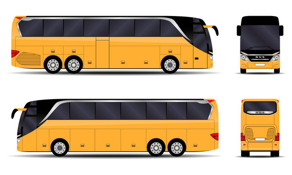 realistic bus. side view; front view; back view