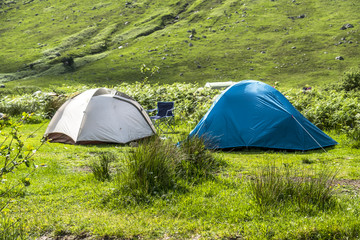 Wild camping in the wildernis of Glen Etive, Scotland