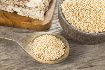 Grains and amaranth bar (Amaranthus)