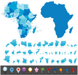 Obraz premium Africa-highly detailed map.All elements are separated in editable layers clearly labeled. Vector 