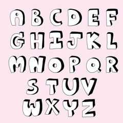Black and white cute alphabet