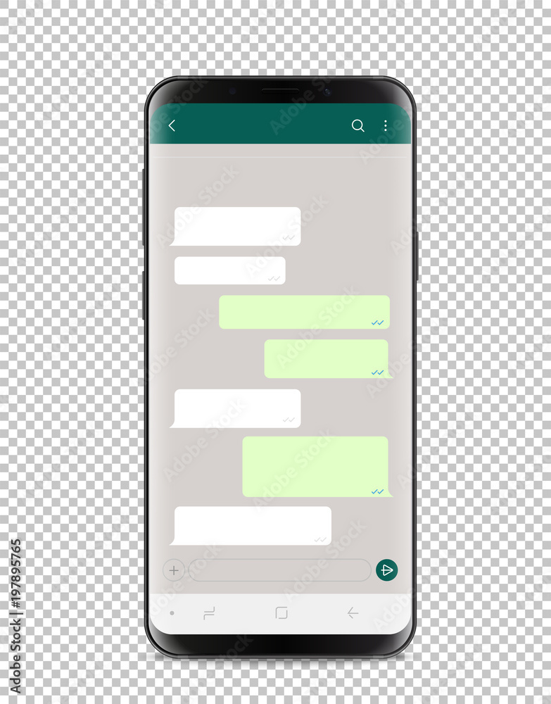 Poster modern smartphone with blank chat interface. layered and detailed mockup