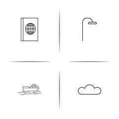Travel simple linear icons set. Outlined vector icons