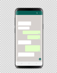 Modern smartphone with blank chat interface. Layered and detailed mockup