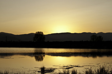 Fototapeta na wymiar beautiful summer sunset over a lake