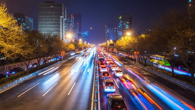 timelapse of busy traffic in beijing china