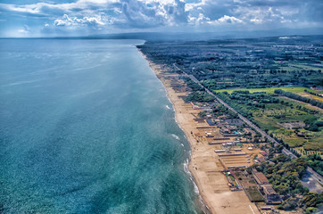 Catania from the air. Aerial photography of Catania beach.