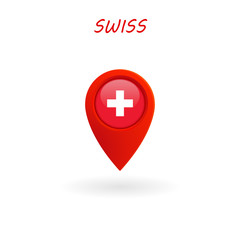 Location Icon for Swiss Flag, Vector, Illustration, Eps File