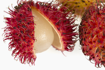 Rambutan fruit on a white background