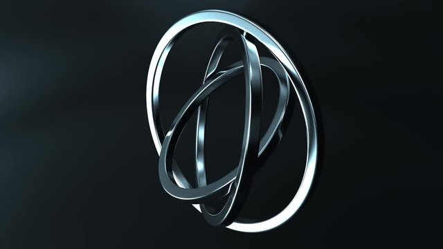 Cardan gimbal made of polished metal. Balance or movement concepts. Loopable animation