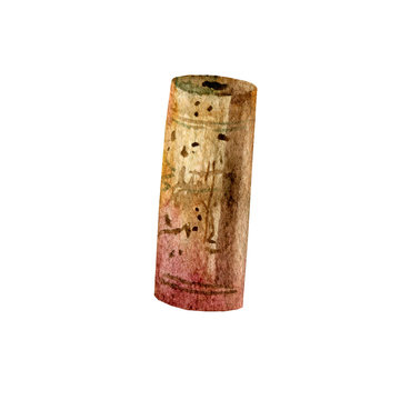 Watercolor illustration. Image of the wine cork.
