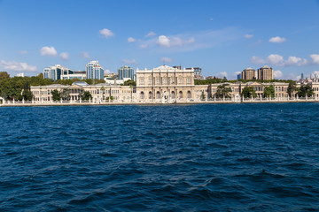 Fototapeta na wymiar Istanbul, Turkey. Dolmabahce - the palace of the Ottoman Sultans on the European side of the Bosphorus, 1842 - 1853.