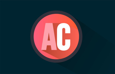 blue pink alphabet letter ac a c logo combination with long shadow design