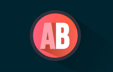 blue pink alphabet letter ab a b logo combination with long shadow design