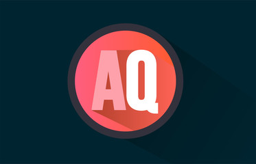 blue pink alphabet letter aq a q logo combination with long shadow design